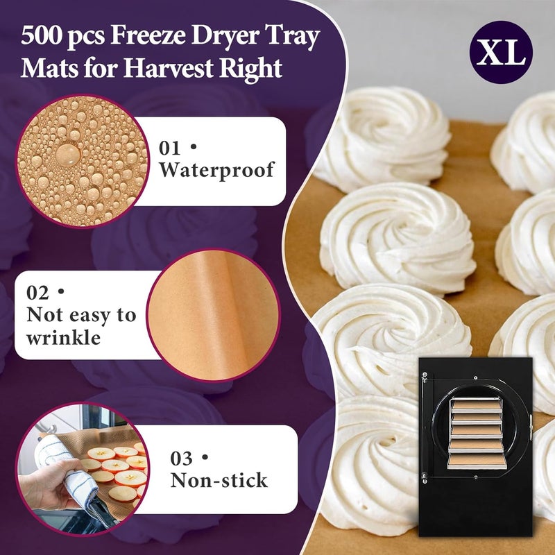 chaseroad 500 Packs Freeze Dryer Tray Mats For Harvest Right Freeze Dryer Accessories for Extra Large Trays, Parchment Sheets, Freeze Dryer Tray Mats for Harvest Right - Image 3